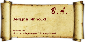 Behyna Arnold névjegykártya